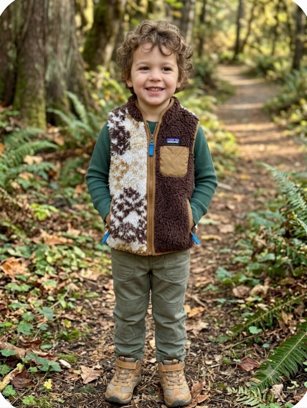 Patagonia Toddler Baby Retro-X High Pile Fleece Vest Brown Print 4T